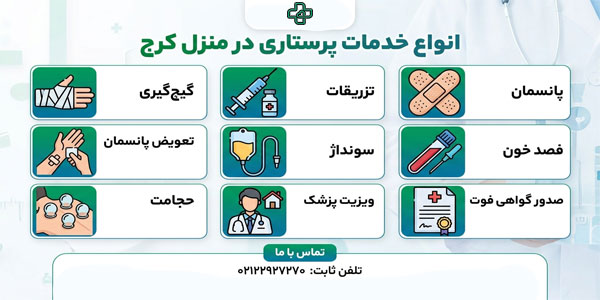 انواع خدمات پرستاری در منزل کرج چیست؟ (لیست قابل ارائه طبق آیین نامه وزارت بهداشت)